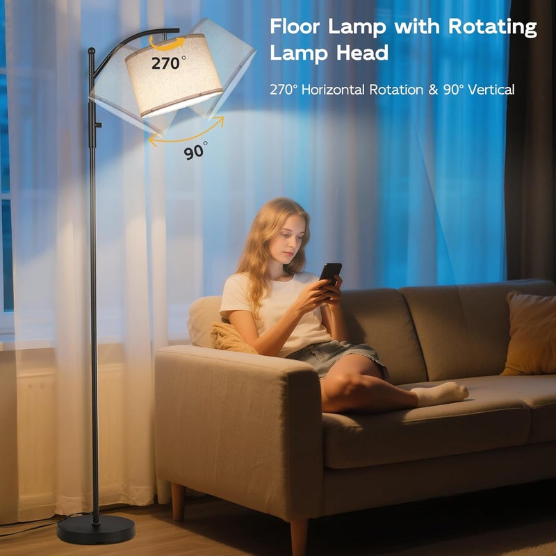 SUNMORY Dimmable Arc Floor Lamps for Living Room, Stepless Dimming Modern Floor Lamp with 1000 Lumens Bulb, Metal Standing Lamp with Adjustable Hanging Lampshade, Tall Floor Lamps, Bedroom, Office - Image 4